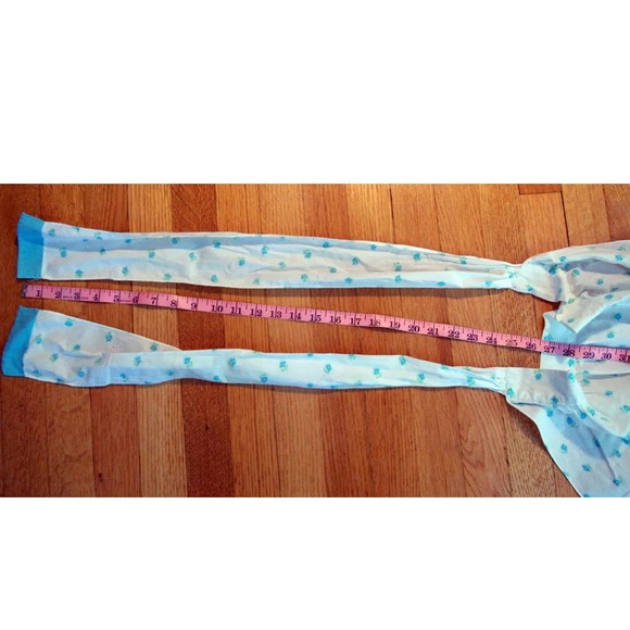 vintage floral skirt apron tie back pocket light blue housewife Vtg Baking Club - Picture 7 of 8